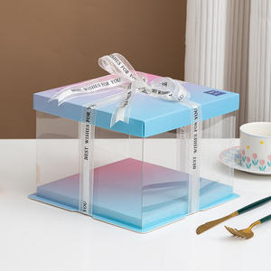 Boîte <span class=keywords><strong>d</strong></span>'emballage de gâteau arc-en-ciel <span class=keywords><strong>d</strong></span>égradé Transparent boîte de gâteau <span class=keywords><strong>d</strong></span>'<span class=keywords><strong>anniversaire</strong></span> multicouche <span class=keywords><strong>d</strong></span>égradé arc-en-ciel conception Dessert boîte-cadeau pour la nourriture - Product Image 1