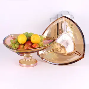 Best Selling Keuken Compote Moderne Hoge Betaalde Crystal Kleurrijke Fruit Dessert Voedsel Moer Glas Plaat Kom Schotel