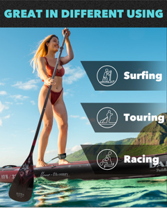 อุปกรณ์เสริมบอร์ด SUP คาร์บอน DAMA Custom Paddle ขนาด 210 ซม. น้ำหนัก 28.2 ออนซ์  ไม้พายไฟเบอร์สำหรับเล่นเซิร์ฟ Hua Cong ไม้พายคาร์บอนไฟเบอร์เต็มใบ  ไม้พายแบบเป่าลม - Product Image 6