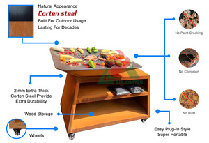 <span class=keywords><strong>Barbecue</strong></span> d'extérieur en acier Corten pour <span class=keywords><strong>cuisson</strong></span> commerciale au charbon de bois - Product Image 4