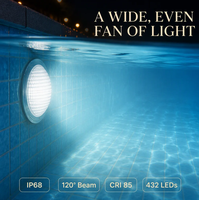 Projecteur de piscine PAR56, corps en verre, IP68, AC/DC 12V 24V, dimmable, pour piscine de complexe hôtelier, décoration aquatique, aquaparc, terrasse sur le toit