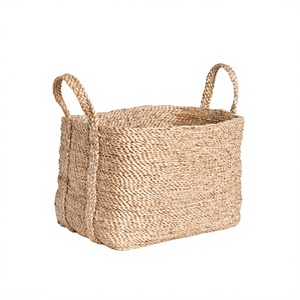 Panier de rangement en jute écologique avec poignées, tissé rustique pour vêtements et articles ménagers - Product Image 1