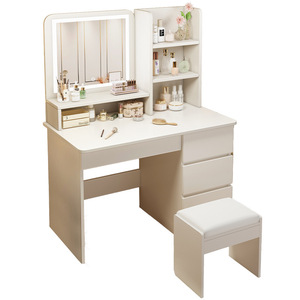 Petite table de maquillage avec éclairage <span class=keywords><strong>LED</strong></span>, miroir <span class=keywords><strong>LED</strong></span> pleine longueur et tiroir, à prix abordable - Product Image 1