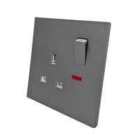 Interruptor de pared gris mate, venta directa, interruptor de timbre británico para Reino Unido y Sudáfrica, toma de corriente eléctrica de panel de 13A 15A, enchufes de pared