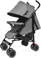 Poussette bébé portable, position assise et allongée, cadre en fer durable, ceinture de sécurité 5 points, roues en EVA, pare-soleil réglable