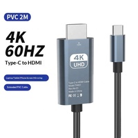 USB-C zu HDTV Kabel 4K 60Hz 2M Nylon/PVC-Ummantelung für Tablet iPhone 15-17 MacBook iPad Projektor Laptop