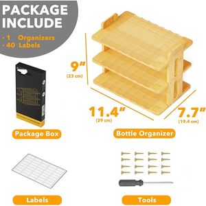 Bamboo Water Bottle Organizer with Labels, Kitchen Pantry Water Bottle Storage <b>Rack</b>, Cup and <b>Wine</b> Bottle Holder - Product Image 6