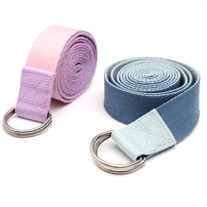 Hai màu 180x3.8cm dây đeo Yoga bông tập thể dục Yoga vành đai có thể điều chỉnh căng D-Ring khóa tập thể dục kéo dài ban nhạc Pilates dây - Product Image 1