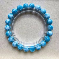 QS 8-9mm cristal naturel artisanat bleu pierres précieuses Larimar perle ronde Bracelet extensible cristaux de guérison Bracelet pour cadeaux