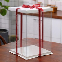 Boîte à gâteau personnalisée avec fenêtre transparente en PVC, pour anniversaire, mariage, fête, cadeau de luxe, vente en gros, boulangerie, pâtisserie, logo personnalisé