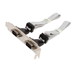 Kabel Port Serial RS232 DB9 Male 2 Port ke Dual IDC 10 Pin dengan Braket Logam untuk Motherboard/Mainboard - Product Image 3