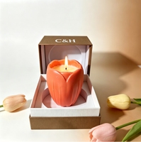 Set Hadiah Lilin Aroma Kedelai Bentuk Tulip Ramah Lingkungan Lilin Aromaterapi Bunga untuk Pernikahan Halloween Hadiah Liburan Kustom
