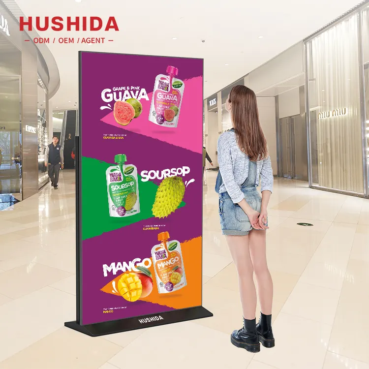 Hushida Hot Bán 75 86 inch hiển thị quảng cáo Máy kiosk Máy nghe nhạc quảng cáo cho siêu thị