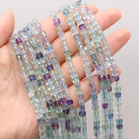 4*4mm Perle carrée en agate naturelle pour la fabrication de bijoux, accessoires de bricolage, opale jaune, améthyste, cristal, perles à facettes, cube