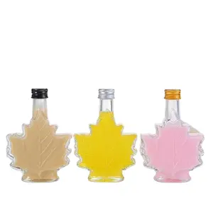 Độc đáo nhỏ Maple hình dạng rượu Vodka rượu Syrup Cà Phê chai 50ml100ml uống dầu chai thủy tinh với nắp