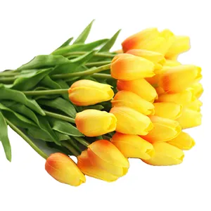Orange Artificial Tulips Single Artificial PU Tulip Flowers For Home Centerpieces Arrangement Wedding Decorations