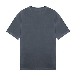 T-shirts d'été noirs personnalisés pour hommes, en coton épais, coupe oversize et épaules tombantes, vierges, pour la personnalisation - Product Image 4