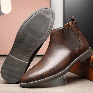 Botas Cortas de Otoño y Primavera, Botines Chelsea Retro Británicos Versátiles, Zapatos para Hombre, Juveniles, con Suela Plana, Botas Grandes de PU - Product Image 4