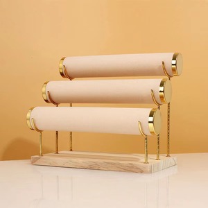 High Quality Wrist Watch Bracelet <strong>Bangle</strong> Organizer Detachable <strong>Holder</strong> Three Tier Metal Wood Velvet Jewelry Display Stands - Product Image 2