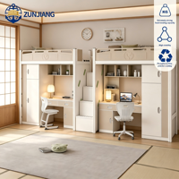 Lits superposés modernes en métal double acier avec bureau et armoire pour appartement, dortoir, école, chambre