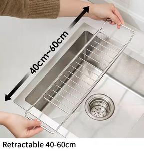 Étagère <span class=keywords><strong>extensible</strong></span> réglable en acier inoxydable pour égouttoir à vaisselle au-dessus de l'évier - Product Image 4