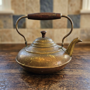 Vintage Brass Tea <b>Kettle</b> With Wooden Handle And Lid Water Pots <b>Kettles</b> Metal Design Style - Product Image 6