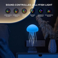 Lampe de nuit LED méduse dynamique rechargeable, colorée, à commande vocale, décoration flottante, lampe de table pour la relaxation