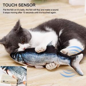 Jouet interactif pour chat en forme de poisson, poisson qui bouge automatiquement, jouet rechargeable pour animaux de compagnie avec mouvement réaliste de nageoires pour chats - Product Image 5