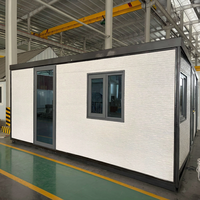 Maison préfabriquée modulaire en conteneur, cabine préfabriquée en acier en kit, extérieur blanc, structure noire, pour bureau ou habitation