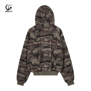 GRAVVI Reversible <b>Camo</b> Sherpa <b>Jacket</b> Vintage Streetwear Hoodie Oversized Fleece Zip up Coat for Men - Product Image 3