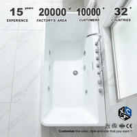 Baignoire autoportante moderne de luxe en acrylique blanc pour adultes avec garantie de 3 ans, longueur personnalisable pour salle de bain et usage hôtelier