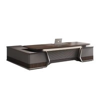 Bureau de direction de luxe en forme de L, bureau d'ordinateur pour PDG, mobilier de bureau en bois, design moderne, ensemble table et chaise de bureau pour manager