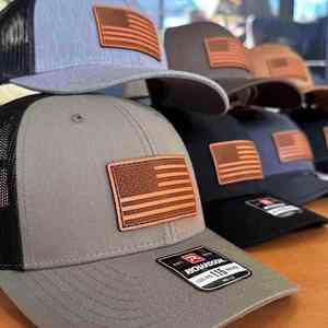 Custom Camo Snapbacks Gorras Leather <b>Patch</b> Richardson 112 Trucker Hat With Flames - Product Image 6