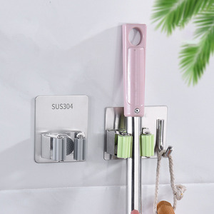 Support de balai et de serpillière mural sans perçage en acier inoxydable 304 pour cuisine et salle de bain, <span class=keywords><strong>rangement</strong></span> domestique - Product Image 5