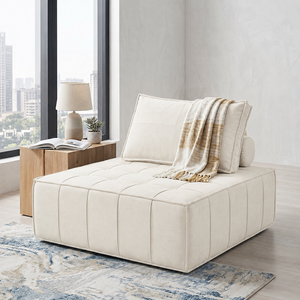 Modern Minimalist Tofu Blok Şönil Döşemeli Süngerli Kolçaksız Tek Modül Derin Oturma Alanlı Kanepe (Apartman, Stüdyo, Oturma Odası için) - Product Image 3