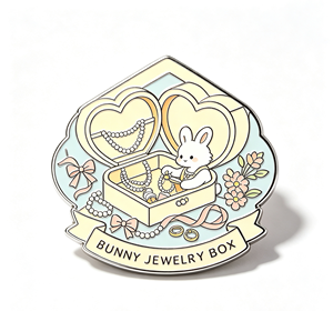 Pin de solapa de metal personalizado, chapado en oro, con esmalte duro, diseño de conejo y caja de joyería, para ropa, regalo y recuerdo - Product Image 1