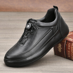 Chaussures bateau en cuir pour hommes, bout rond, couleur unie, respirantes, semelle extérieure en caoutchouc, semelle intermédiaire en EVA, à lacets, pour l'automne, décontractées - Product Image 1