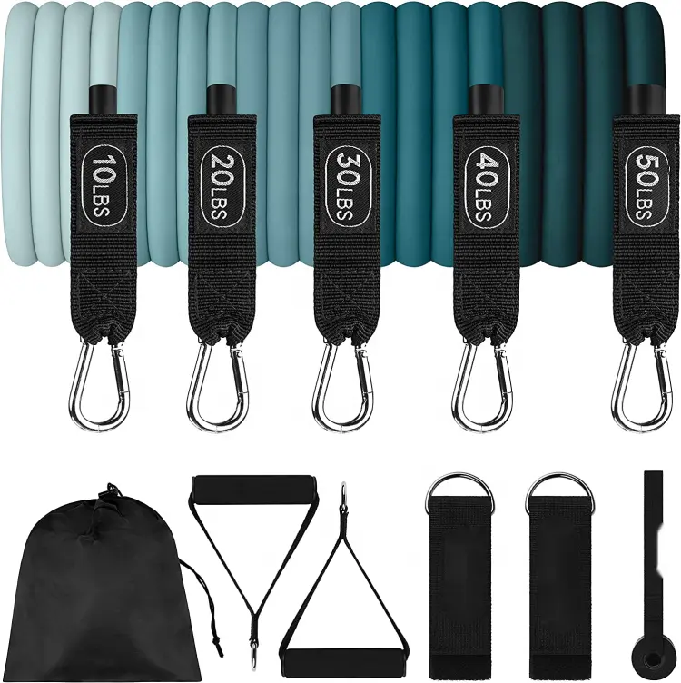 11Pc Resistance Bands Set Yoga Oefening Fitness Rubber Buizen Band Stretch Training Thuis Sportscholen Workout Thuis