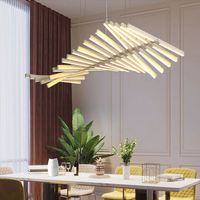 Lampu Gantung Chandelier 30 Kepala Model Tulang Ikan Akrilik Panjang Desain Modern untuk Ruang Tamu, Populer, dengan Basis Bohlam E26 dan Peredupan Tanpa Tingkat