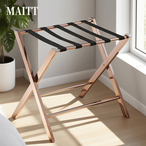 Porte-bagages en acier inoxydable pour mobilier d'hôtel, étagère de rangement pour chambre d'hôtel, porte-bagages pliable sur pied pour salon à domicile - Product Image 3