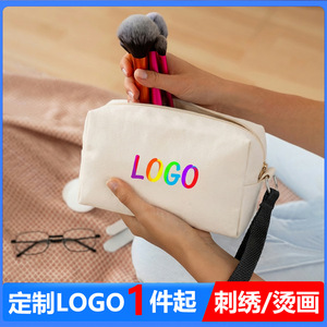 Cosmetic Bag Canvas Black Durable With Inner Pocket <b>For</b> Travel <b>Makeup</b> <b>Storage</b> - Product Image 5