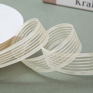 Ruban en organza rayé élégant de 2,5 cm de large pour emballage cadeau, 100 yards/rouleau – Offre Spéciale - Product Image 5