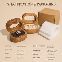 Boîte ovale de luxe en bois de noyer avec couvercle en verre et fermeture magnétique pour bague de fiançailles, idéale pour les cadeaux de demande en mariage