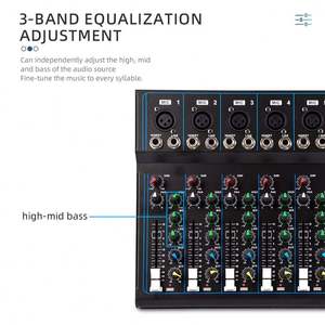 BHA F7 7-Kanaals Audio Mixer USB Interface Geluidsmengpaneel 48V Phantom Power DSP Effecten <span class=keywords><strong>DJ</strong></span> Mixer voor Live Stage Studio OEM - Product Image 5