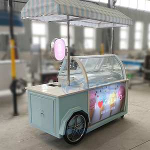 Triciclo Refrigerador Móvil Azul y Blanco para Helados, Camión de Comida Comercial, Triciclo de Bebidas y Alimentos, Bicicleta para Jugos Prensados en Frío - Product Image 3