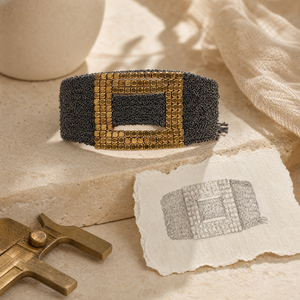 Bracciali e <span class=keywords><strong>Braccialetti</strong></span> alla Moda con <span class=keywords><strong>Telaio</strong></span> in <span class=keywords><strong>Perline</strong></span> Quadrate e Fascia Larga Regolabile in Rete Lavorata a Macchina - Product Image 3