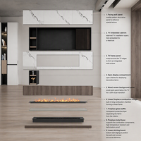 Meuble TV flottant rustique en bois naturel brun foncé, console multimédia et table basse, ensemble moderne pour la maison et le bureau
