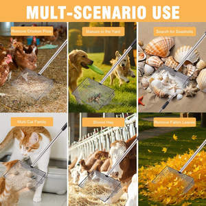 Scooper di pollo e paletta da setacciare con manico regolabile a 4 stadi per la pulizia del pollaio - Product Image 6