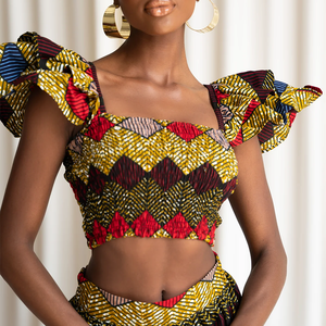 Ensemble de robe mi-longue évasée <span class=keywords><strong>en</strong></span> coton 100% imprimé sur mesure - Vêtements de style africain - <span class=keywords><strong>Tenue</strong></span> élégante <span class=keywords><strong>pour</strong></span> femmes - Product Image 3