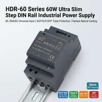 Alimentation industrielle HDR-60 60W AC/DC à montage sur rail DIN 12V 24V 2.5A 4.5A, design compact, adaptateur de commutation